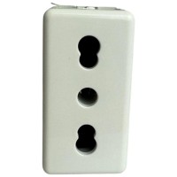 Priza Modulara 1 Modul, 16A, Alba, Plastic Ignifug cu Impamantare - detaliu