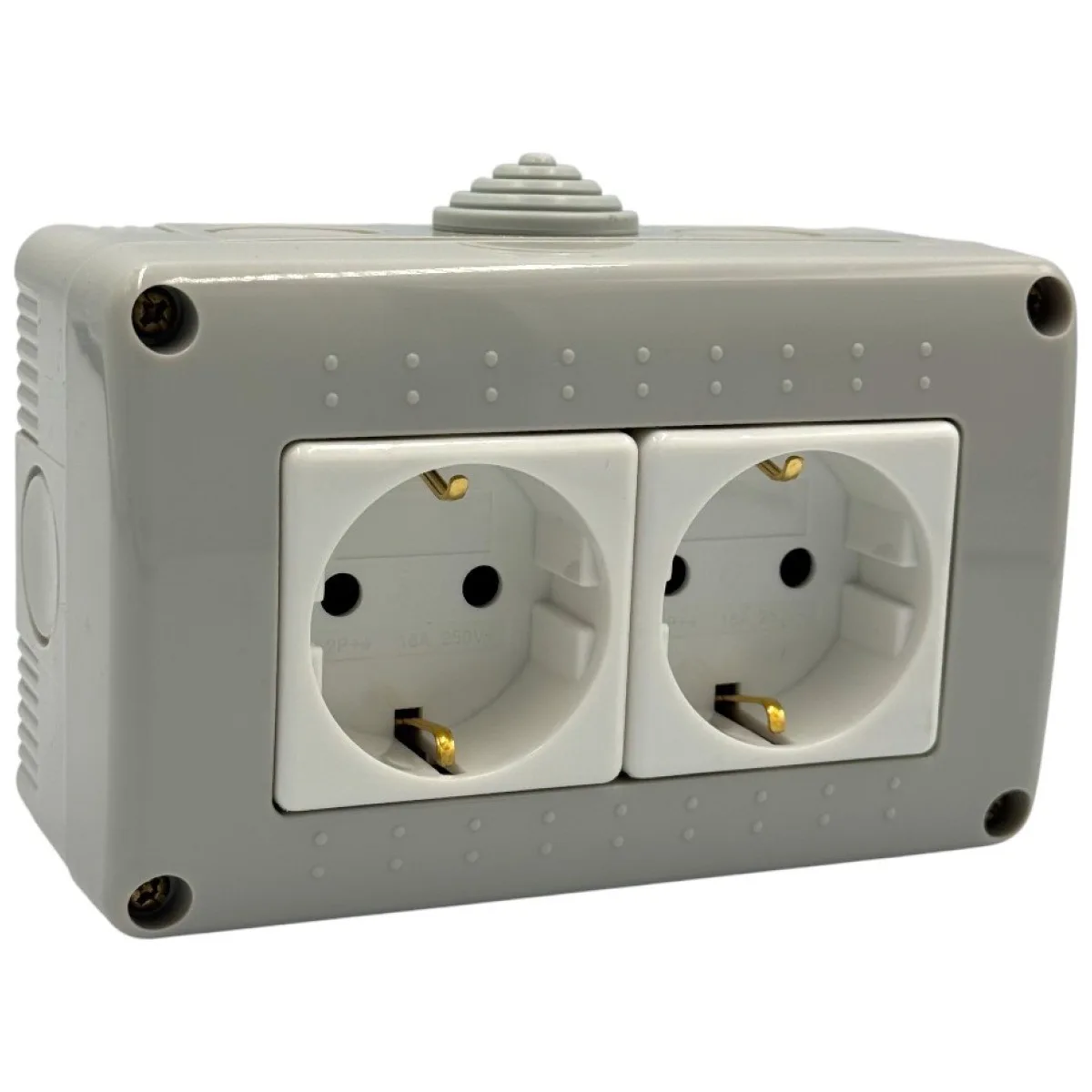 Priza Dubla Modulara Fara Capac AG IP20, 16A 250V, Montaj Aparent