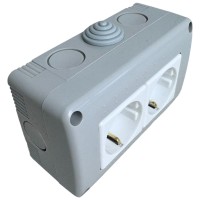 Priza Dubla Modulara Fara Capac AG IP20, 16A 250V, Montaj Aparent - vedere laterala