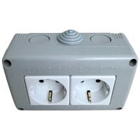 Priza Dubla Modulara Fara Capac AG IP20, 16A 250V, Montaj Aparent - detaliu