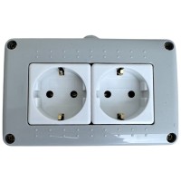 Priza Dubla Modulara Fara Capac AG IP20, 16A 250V, Montaj Aparent - ambalaj