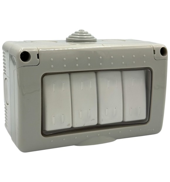 Intrerupator Cvadruplu cu Capac IP55, Aparent, 250V 10A