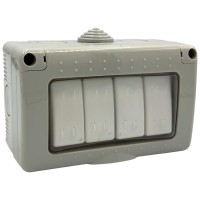 Intrerupator Cvadruplu cu Capac IP55, Aparent, 250V 10A