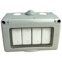 Intrerupator Cvadruplu cu Capac IP55, Aparent, 250V 10A - vedere laterala