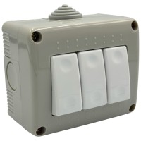 Intrerupator Triplu Modular AG 10A 250V IP20, Montaj Aparent, Alb