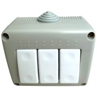 Intrerupator Triplu Modular AG 10A 250V IP20, Montaj Aparent, Alb - vedere laterala