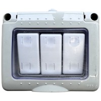 Intrerupator triplu aparent IP55 Antigron 250V 10A, plastic ignifug - vedere laterala