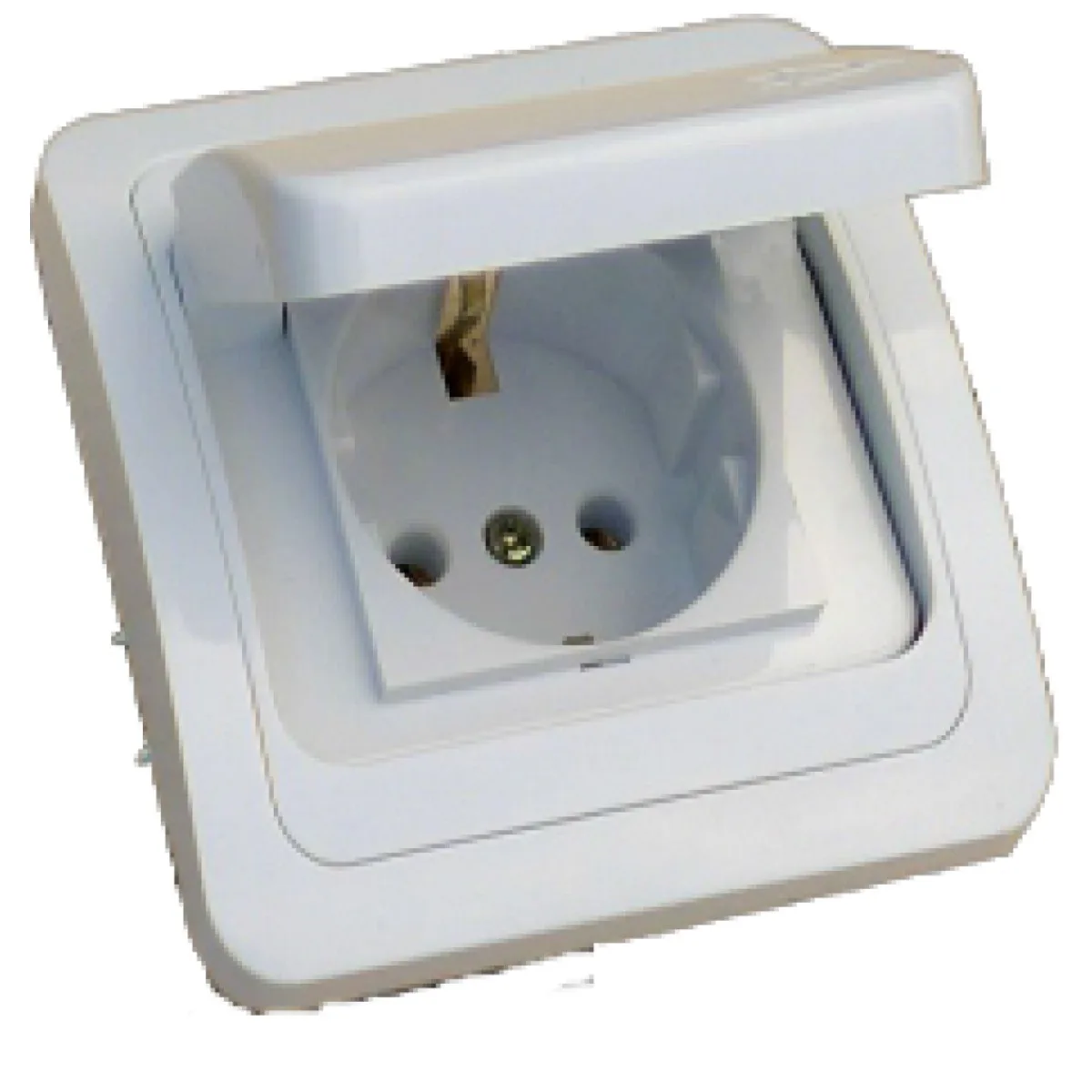 Priza simpla cu capac IP22, contact de protectie 16A, montaj incastrat