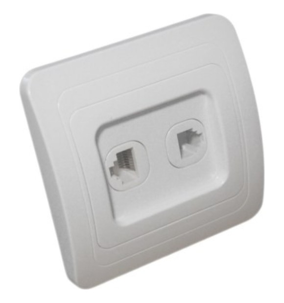 Priza telefon + internet RJ45, 1 modul, contacte cupru, alb, incastrat