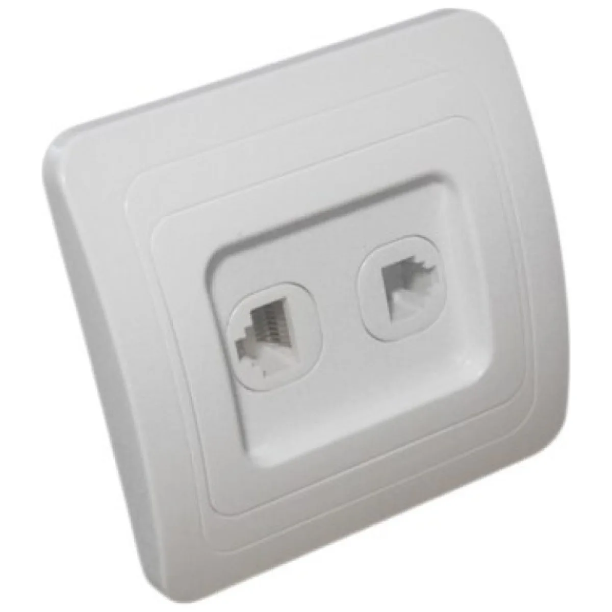 Priza telefon + internet RJ45, 1 modul, contacte cupru, alb, incastrat