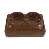 Priza Dubla Mini Mahon, Montaj Aparent, 250V 16A, IP20, cu Contact Protectie - vedere laterala