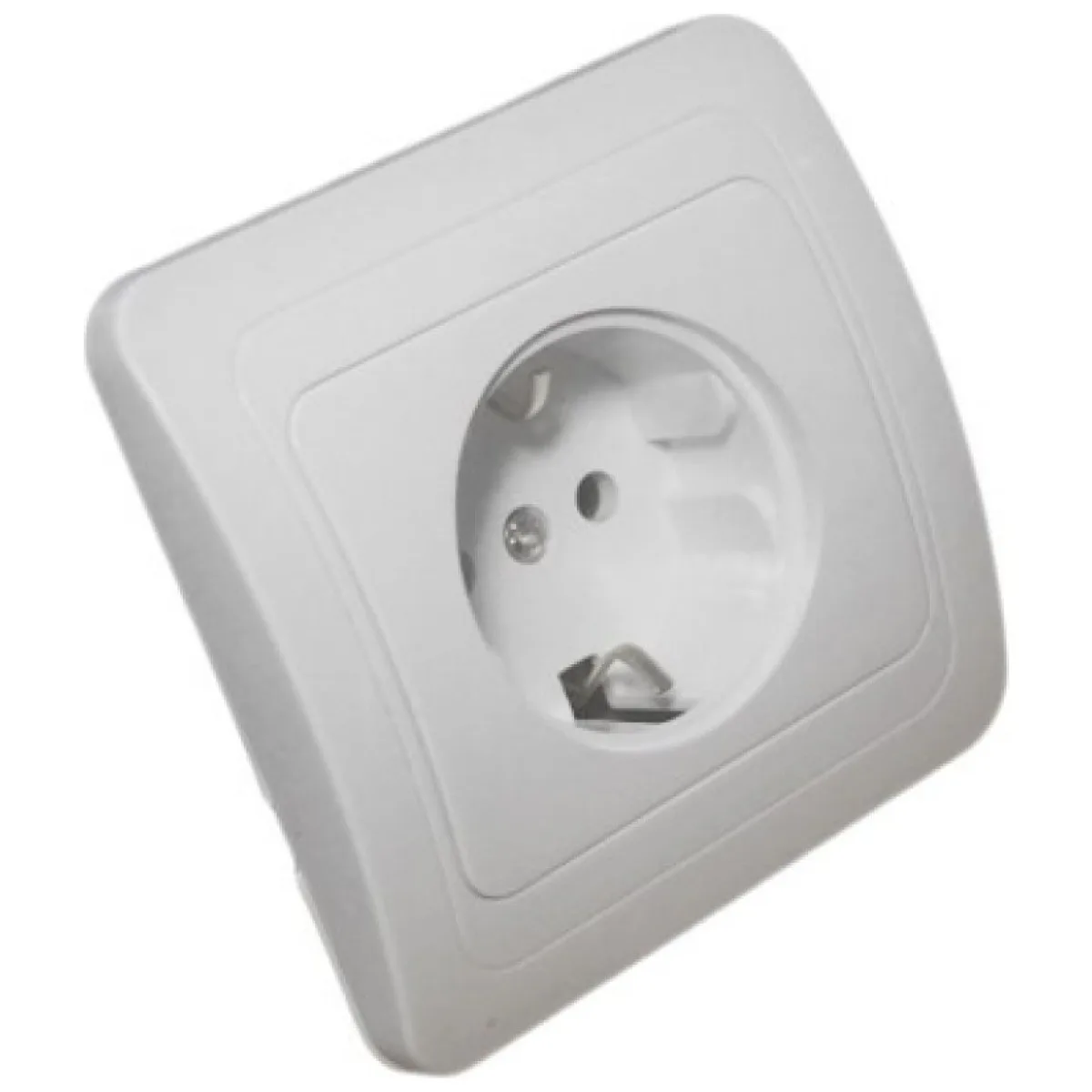 Priza simpla cu contact de protectie 16A 250V, montaj incastrat, alba