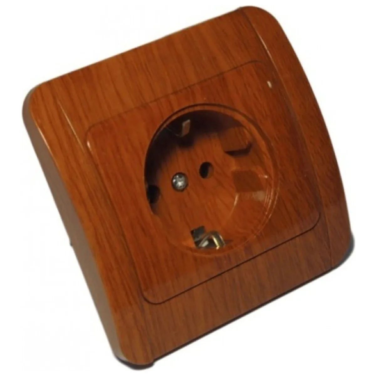 Priza simpla cu contact de protectie 16A, mahon, montaj incastrat