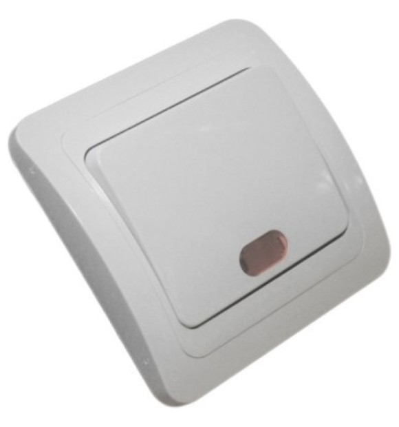 Intrerupator Simplu cu LED, Contact Argint, 250V/10A, Montaj Incastrat