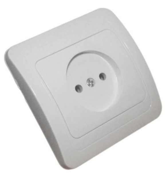 Priza simpla fara contact de protectie, 16A 250V, alb, incastrat