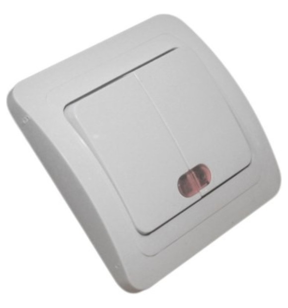 Comutator cu LED indicator, montaj incastrat, 10A 230V