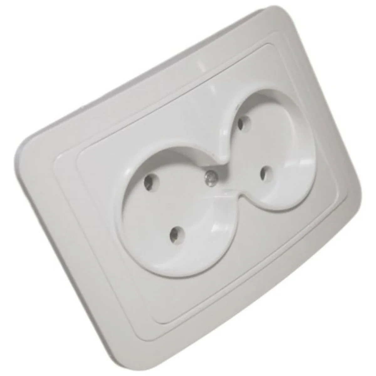 Priza dubla fara contact de protectie, incastrata 250V/16A, alba