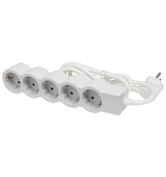 Prelungitor electric 5 prize cu impamantare, cablu 5m, 16A, alb-gri