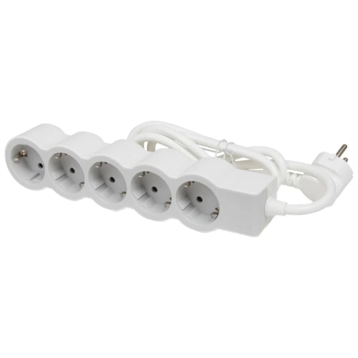 Prelungitor electric 5 prize cu impamantare, cablu 5m, 16A, alb-gri