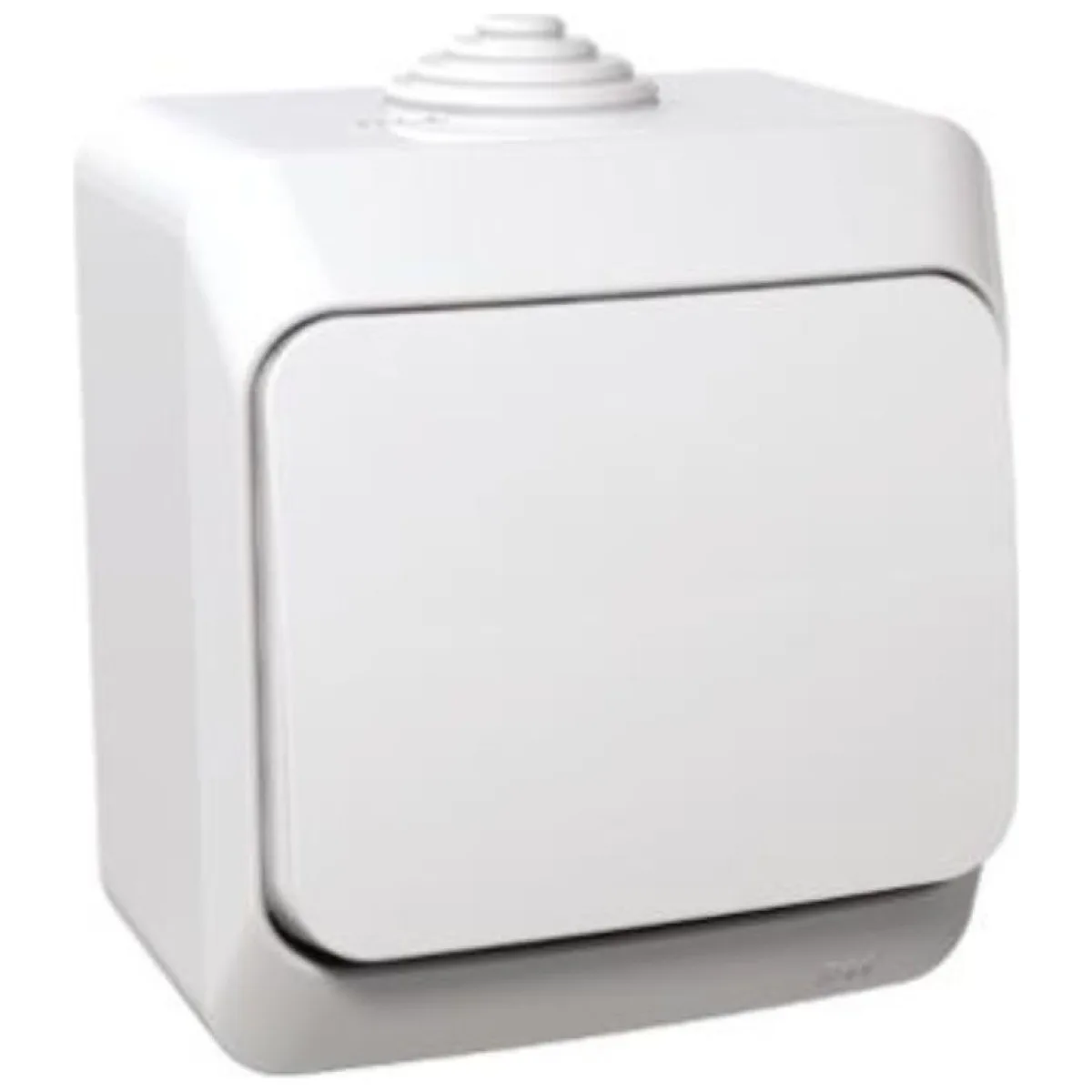 Intrerupator simplu aplicat IP44 alb 16A, montaj aparent, plastic ignifug