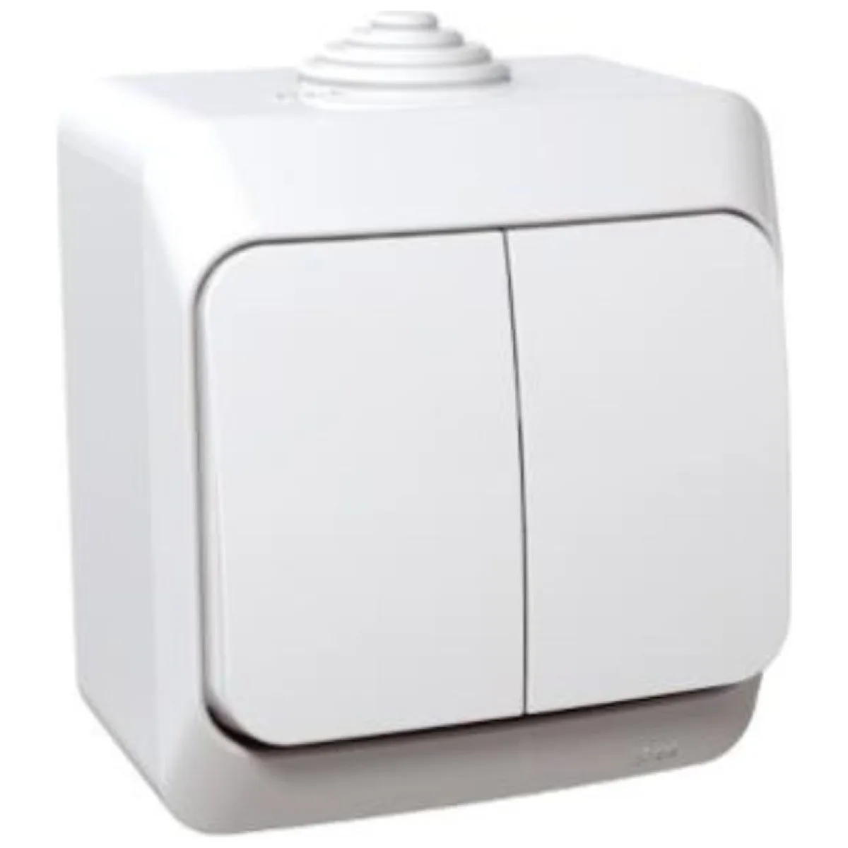 Intrerupator dublu aplicat IP44 alb 16A, gama Cedar