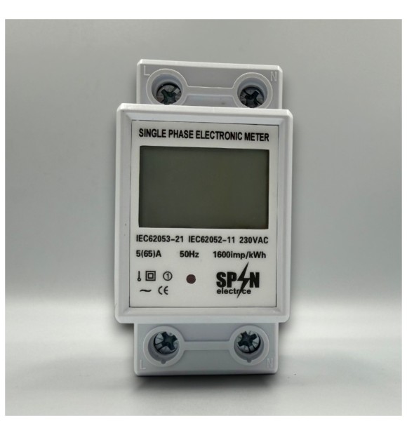 Contor digital monofazic pe sina DIN, 230V 60A, 1 modul, IP44