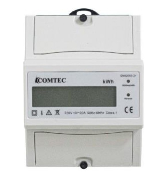 Contor digital monofazic pe sina DIN, 100A, 230V, 4 module, IP20