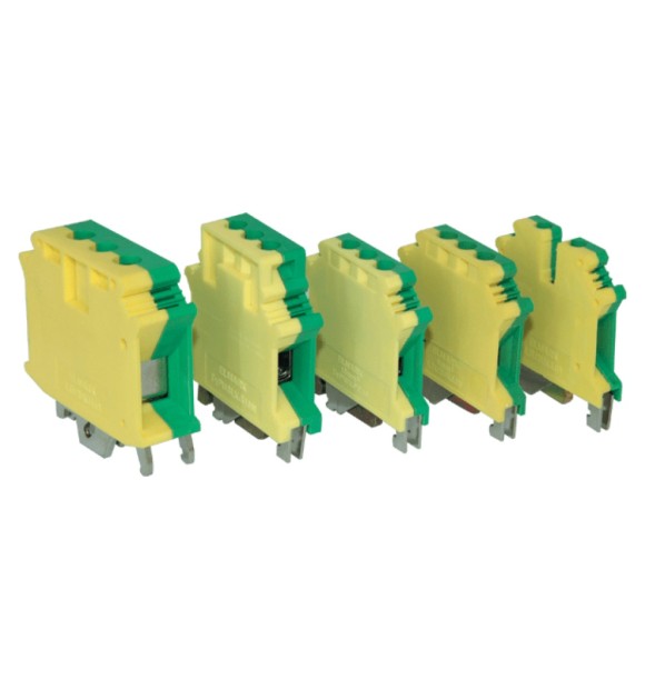 Clema sir DIN impamantare 35 mmp, galben-verde, montaj pe sina