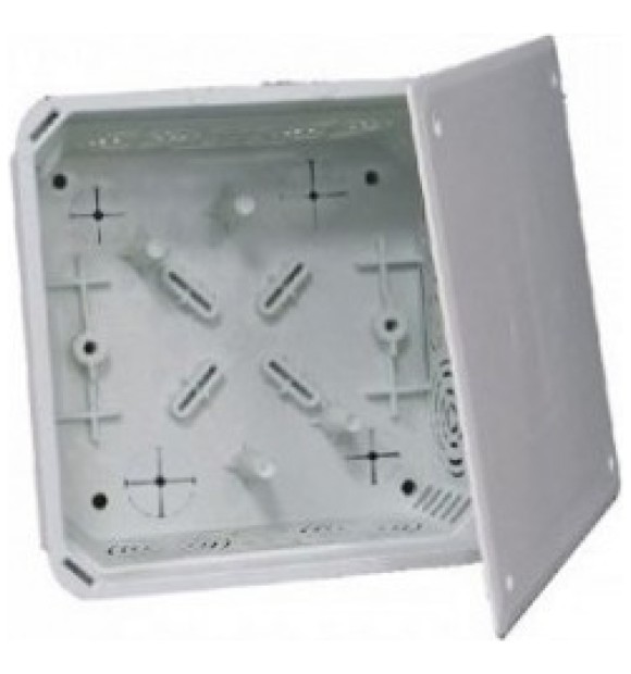 Doza legatura patrata sub tencuiala 107x107x50 mm cu capac, plastic ignifug