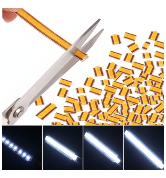 Banda LED COB Free Cut 24V 13W/m 6400K alb rece, 5m IP20