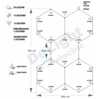 Kit 5 Hexagoane LED Honeycomb 192W Tuburi T5 568mm IP20 230V - vedere laterala