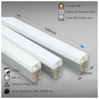 Corp LED T5 Interconectabil 8W 830lm 6500K IP20 568mm Lumina Rece - vedere laterala