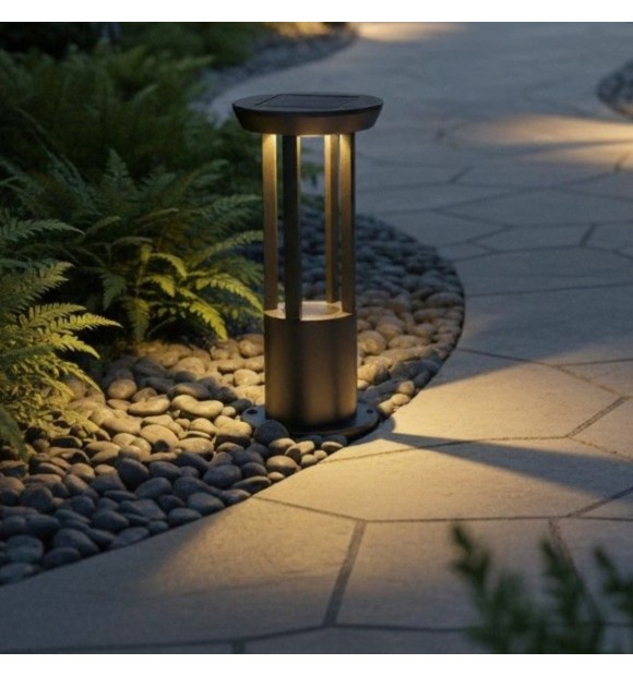 Stalp LED Solar Gradina 5W IP65, 3000K Lumina Calda, Senzor Crepuscular