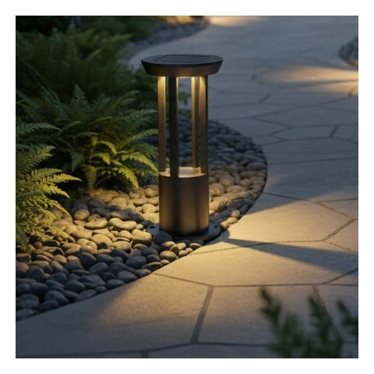 Stalp LED Solar Gradina 5W IP65, 3000K Lumina Calda, Senzor Crepuscular