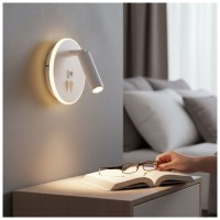 Aplica LED perete cu spot 10W 430lm, 3000K-4000K-6500K, patrata alba IP20