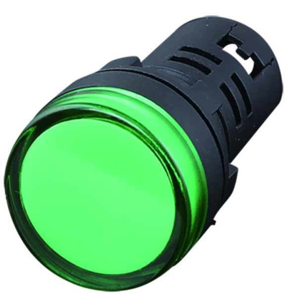 Lampa de semnalizare LED verde 230V, D22mm pentru tablou electric