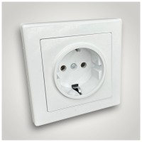 Priza Schuko simpla cu contact de protectie, 250V, 16A, IP20 - vedere laterala