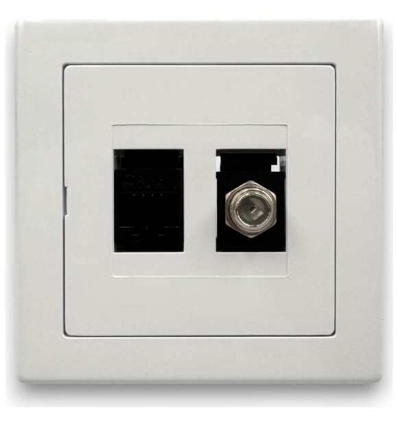 Priza combinata TV + retea CAT.5E (RJ45), montaj ingropat, IP20