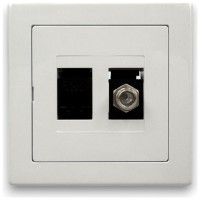 Priza combinata TV + retea CAT.5E (RJ45), montaj ingropat, IP20