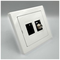 Priza combinata TV + retea CAT.5E (RJ45), montaj ingropat, IP20 - vedere laterala
