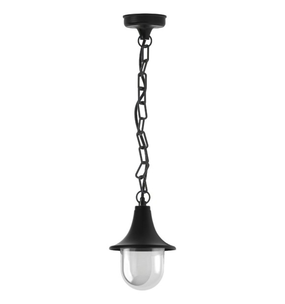 Felinar Suspendat Exterior Glob Negru cu Lant 230V E27 40W IP44