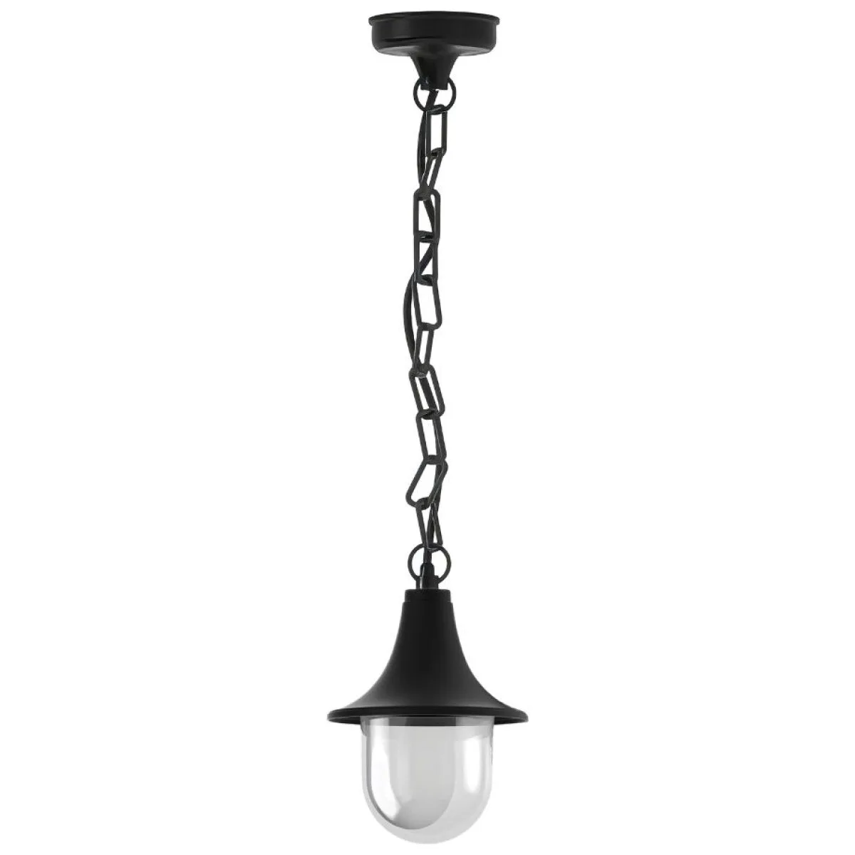 Felinar Suspendat Exterior Glob Negru cu Lant 230V E27 40W IP44