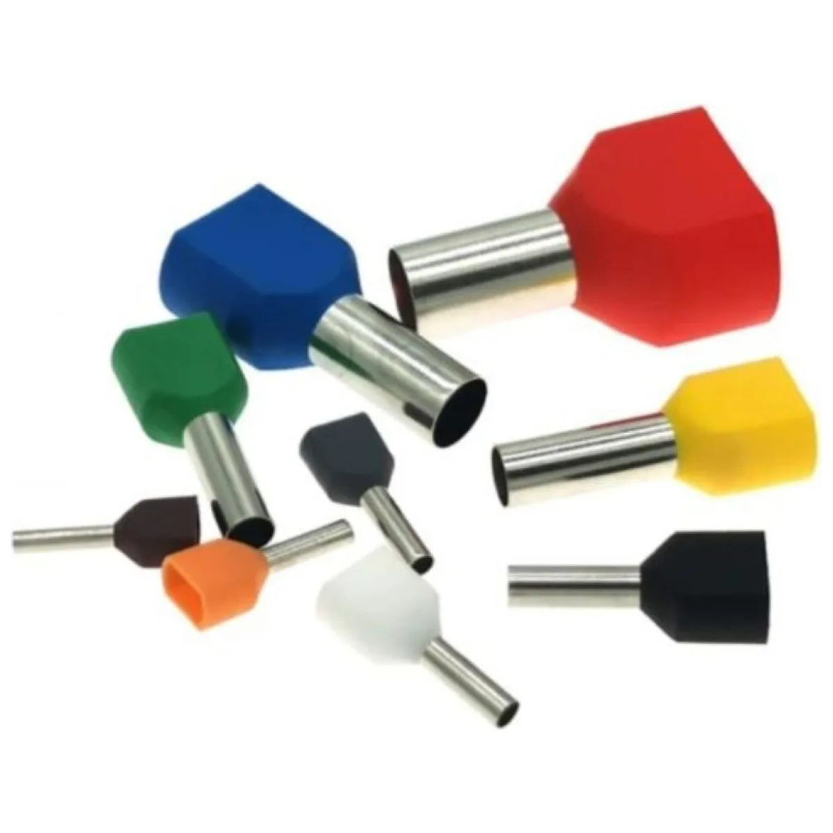Pini terminali izolati dubli 2x2.5 mmp, pin 13mm, guler plastic