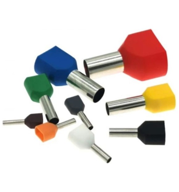 Pini terminali izolati dubli 2x1.5 mmp, pin 12 mm, capete cablu litat