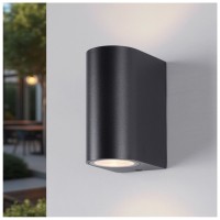 Aplica LED exterior negru IP44, 2x GU10 max 5W, lumina sus-jos 147mm