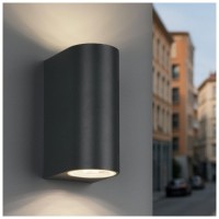 Aplica LED exterior negru IP44, 2x GU10 max 5W, lumina sus-jos 147mm