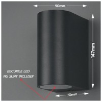 Aplica LED exterior negru IP44, 2x GU10 max 5W, lumina sus-jos 147mm