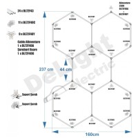 Kit 5 Hexagoane LED Honeycomb T5 144W, tub 440mm, montaj modular
