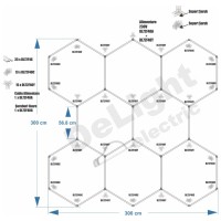 Set 8 Hexagoane LED Honeycomb 280W, Tuburi 568mm, IP20 230V